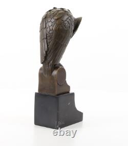 Art Deco Bronze Owl Statue on Black Marble Base After Michel Coste