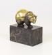 Art Deco Bronze Panda Sculpture On Black Marble Base After Milo