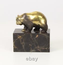 Art Deco Bronze Panda Sculpture on Black Marble Base after Milo