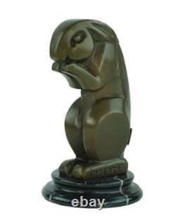 Art Deco Bronze Rabbit Sculpture on a Black Marble Base after A. Bizette
