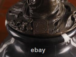 Art Deco Bronze Sculpture Fairy Signed on Black Marble Base After Milo