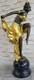 Art Deco Bronze Sculpture With Gold Patina, Signed By A. Gory, Marble Figurine, Nouveau