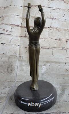 Art Deco Bronze Signed Chiparus Woman Museum Quality Figurine on Marble Base Art