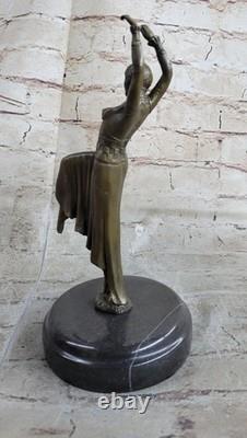 Art Deco Bronze Signed Chiparus Woman Museum Quality Figurine on Marble Base Art