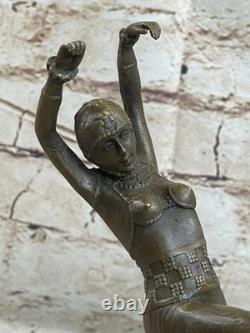 Art Deco Bronze Signed Chiparus Woman Museum Quality Figurine on Marble Base Art