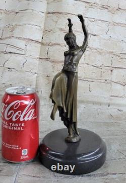 Art Deco Bronze Signed Chiparus Woman Museum Quality Figurine on Marble Base Art