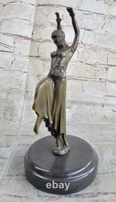 Art Deco Bronze Signed Chiparus Woman Museum Quality Figurine on Marble Base Art