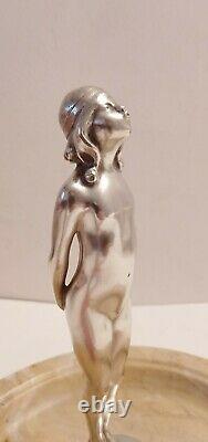 Art Deco Bronze Silver Marble Signed Philippe