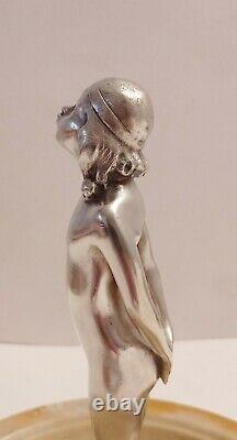 Art Deco Bronze Silver Marble Signed Philippe