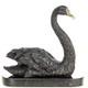 Art Deco Bronze Swan Sculpture On A Black Marble Base, Signed