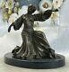 Art Deco Bronze Woman Signed Chiparus Museum Quality Marble Base Sculpture