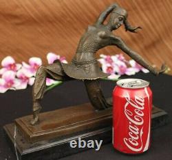 Art Deco Bronze Woman Signed Chiparus Museum Quality On Marble Base Decorative