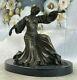 Art Deco Bronze Woman Signed Chiparus Museum Quality On Marble Base Sculpture