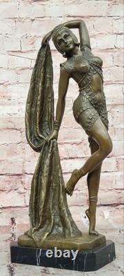 Art Deco Bronze Woman Signed Chiparus Museum Quality on Marble Base