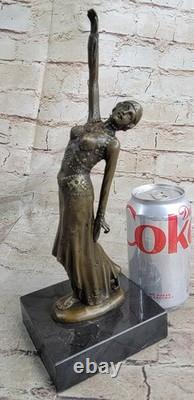Art Deco Bronze Woman, Signed Chiparus, Museum Quality, on Marble Base