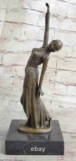 Art Deco Bronze Woman Signed Chiparus Museum Quality on Marble Base
