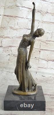 Art Deco Bronze Woman, Signed Chiparus, Museum Quality, on Marble Base