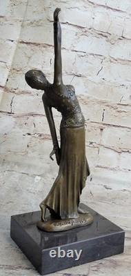 Art Deco Bronze Woman, Signed Chiparus, Museum Quality, on Marble Base
