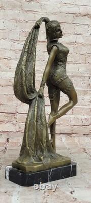 Art Deco Bronze Woman Signed Chiparus Museum Quality on Marble Base