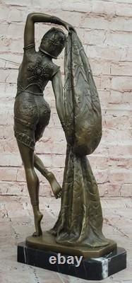 Art Deco Bronze Woman Signed Chiparus Museum Quality on Marble Base