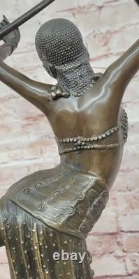 Art Deco Bronze Woman, Signed Chiparus, Museum Quality, on Marble Base