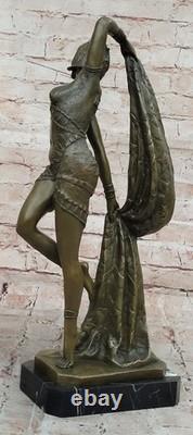 Art Deco Bronze Woman Signed Chiparus Museum Quality on Marble Base