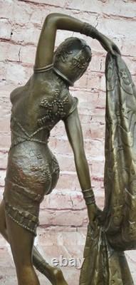 Art Deco Bronze Woman Signed Chiparus Museum Quality on Marble Base