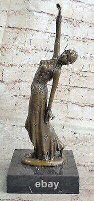 Art Deco Bronze Woman Signed Chiparus Museum Quality on Marble Base Art Sale Nr