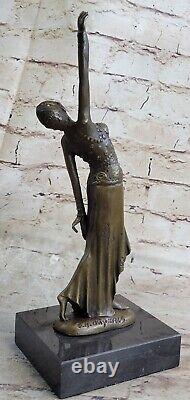 Art Deco Bronze Woman Signed Chiparus Museum Quality on Marble Base Art Sale Nr