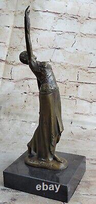 Art Deco Bronze Woman Signed Chiparus Museum Quality on Marble Base Art Sale Nr