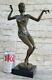 Art Deco Bronze Woman Signed Chiparus Museum Quality On Marble Base Figure Sale
