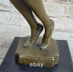 Art Deco Bronze Woman Signed Chiparus Museum Quality on Marble Base Figure Sale