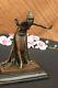 Art Deco Bronze Woman Signed Chiparus Museum Quality On Marble Base Sale