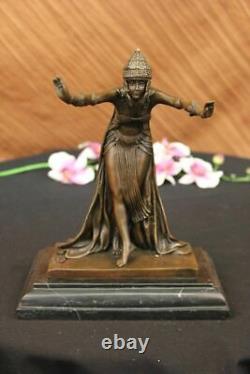 Art Deco Bronze Woman Signed Chiparus Museum Quality on Marble Base Sale