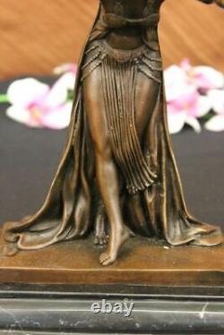 Art Deco Bronze Woman Signed Chiparus Museum Quality on Marble Base Sale