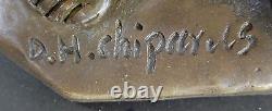 Art Deco Bronze Woman Signed Chiparus Museum Quality on Marble Base Sculpture