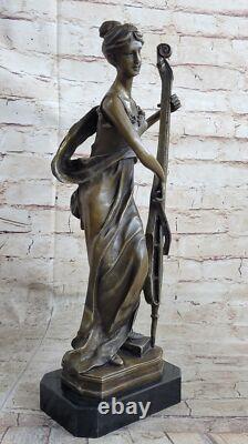Art Deco Bronze and Marble Sculpture of a Lady Playing the Cello, Signed Victorien – On Sale