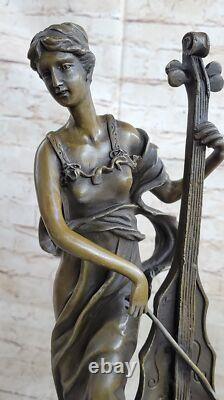 Art Deco Bronze and Marble Sculpture of a Lady Playing the Cello, Signed Victorien – On Sale