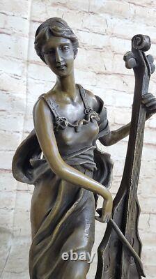 Art Deco Bronze and Marble Sculpture of a Lady Playing the Cello, Signed Victorien – On Sale