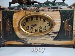 Art Deco Clock in Marble and Bronze Signed Thomas Cartier / 1930s France / Clock