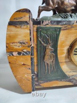 Art Deco Clock in Marble and Bronze Signed Thomas Cartier / 1930s France / Clock