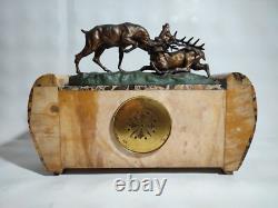 Art Deco Clock in Marble and Bronze Signed Thomas Cartier / 1930s France / Clock