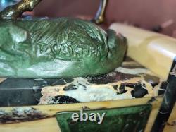 Art Deco Clock in Marble and Bronze Signed Thomas Cartier / 1930s France / Clock