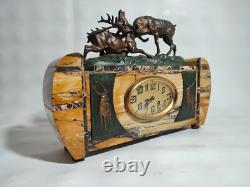 Art Deco Clock in Marble and Bronze Signed Thomas Cartier / 1930s France / Clock