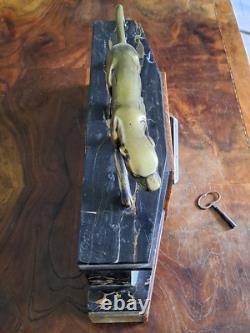 Art Deco Clock with Bronze Panther Signed J. B. Hugues