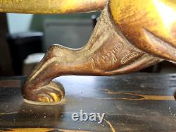 Art Deco Clock with Bronze Panther Signed J. B. Hugues