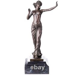 Art Deco Dancer Sculpture in Bronze on Black Marble after Ferdinand Preiss