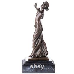 Art Deco Dancer Sculpture in Bronze on Black Marble after Ferdinand Preiss