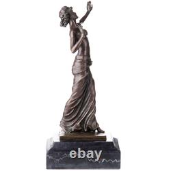 Art Deco Dancer Sculpture in Bronze on Black Marble after Ferdinand Preiss