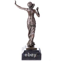 Art Deco Dancer Sculpture in Bronze on Black Marble after Ferdinand Preiss
